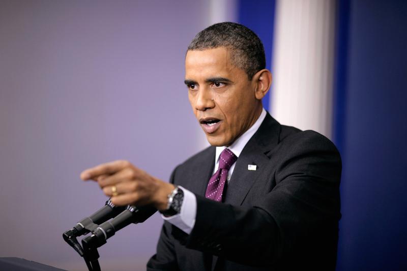 President Barack Obama speaks during a news conference in the Brady Press Briefing Room of the White House.